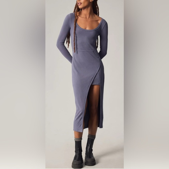 NEW Anthropologie Daily Practice  Wrap Midi Dress - Picture 1 of 13